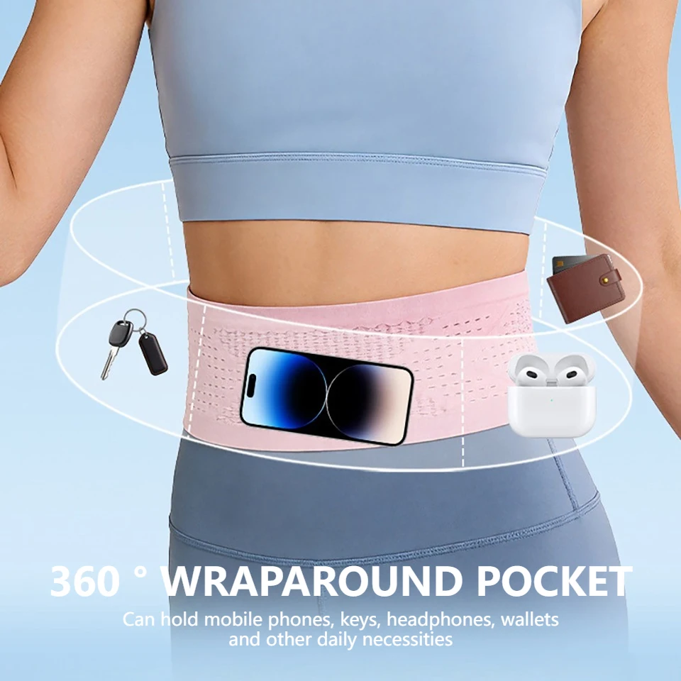 KoKossi Sports Waist Bag Seamless Invisible Elastic Multifunction Phone Fitness Running Lightweight Breathable Belt Bag Pocket image 3