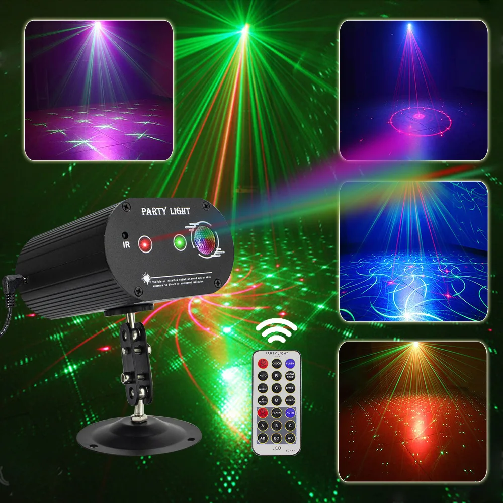 Rg Aluminium Shell Led Stage Laser Party Lights Led Sound Activated Laserlicht Rgb Flash Strobe Projector Voor Kerst