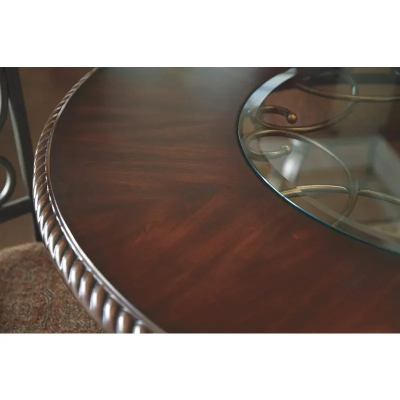 Mesa de comedor redonda con tapa de vidrio, mesas de café marrones, muebles de sala de estar