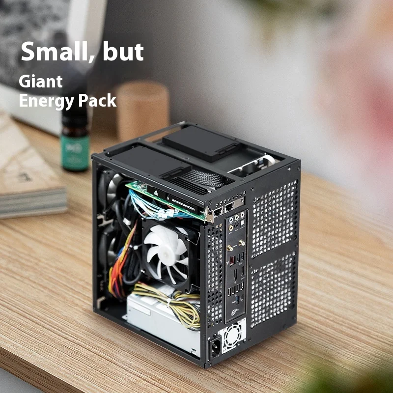 Sky Arrow 6-disc NAS الهيكل غلاف من الألومنيوم Itx اللوحة الرئيسية الصغيرة 1u إمدادات الطاقة البقرة الطائرة الأسود Qunhui خادم التخزين