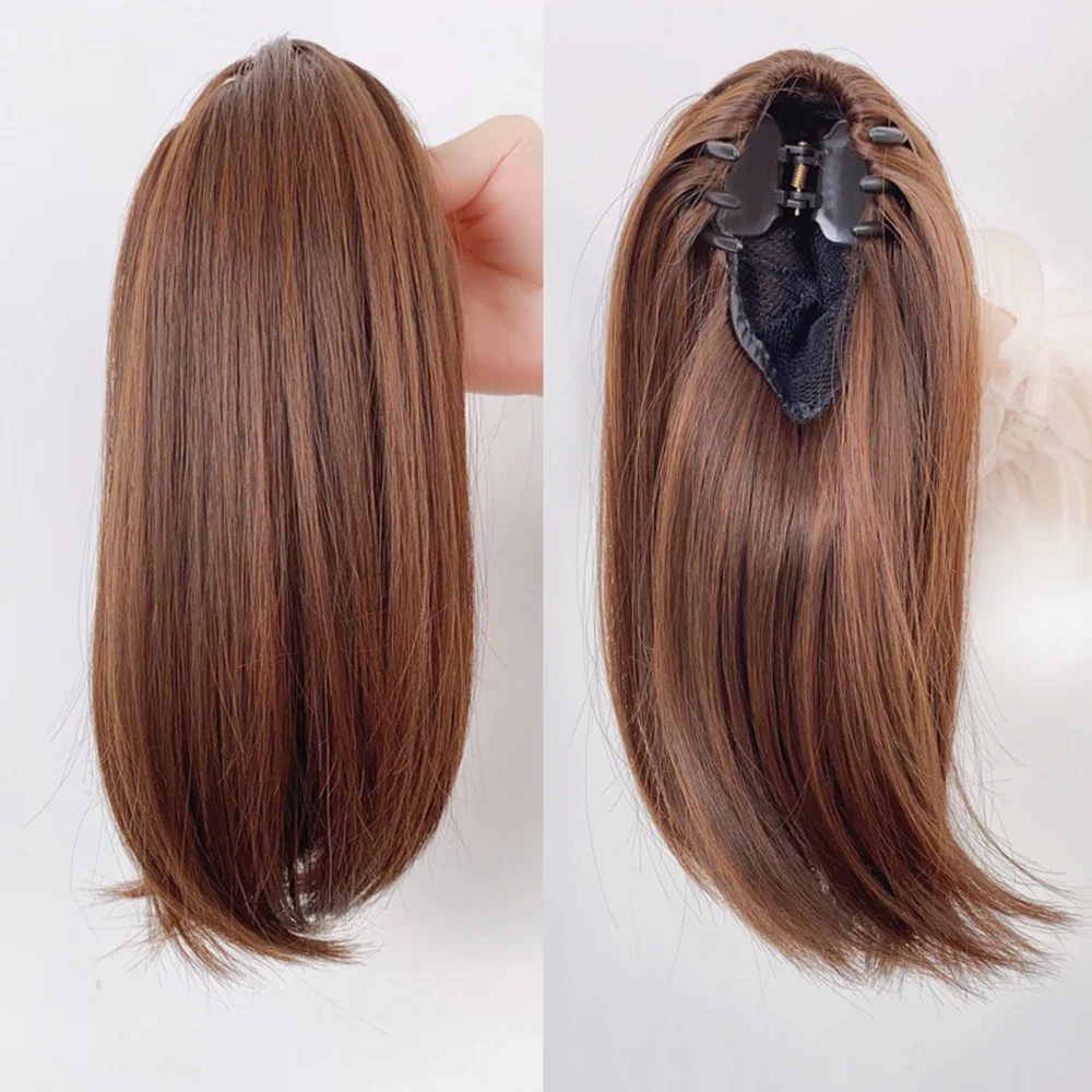 Wig Horsetail wanita rambut palsu setengah diikat air terjun perempuan rambut panjang klip ambil ekor kuda tinggi Wig kepang berbulu alami meningkatkan rambut