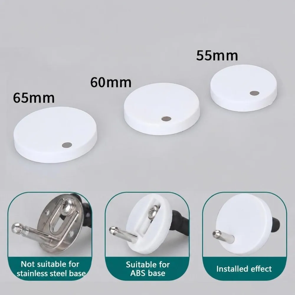 Replacement Toilet Bolt Caps Moisture Resistance 55/60/65mm Toilet Hinge Cover PVC Stainless Steel Decorative Screw Cap