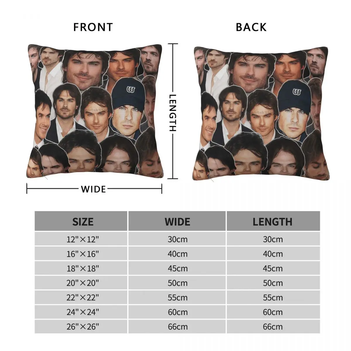 Ian Somerhalder Photo Collage Pillowcase Polyester Linen Velvet Pattern Zip Decorative Room Cushion Cover 18