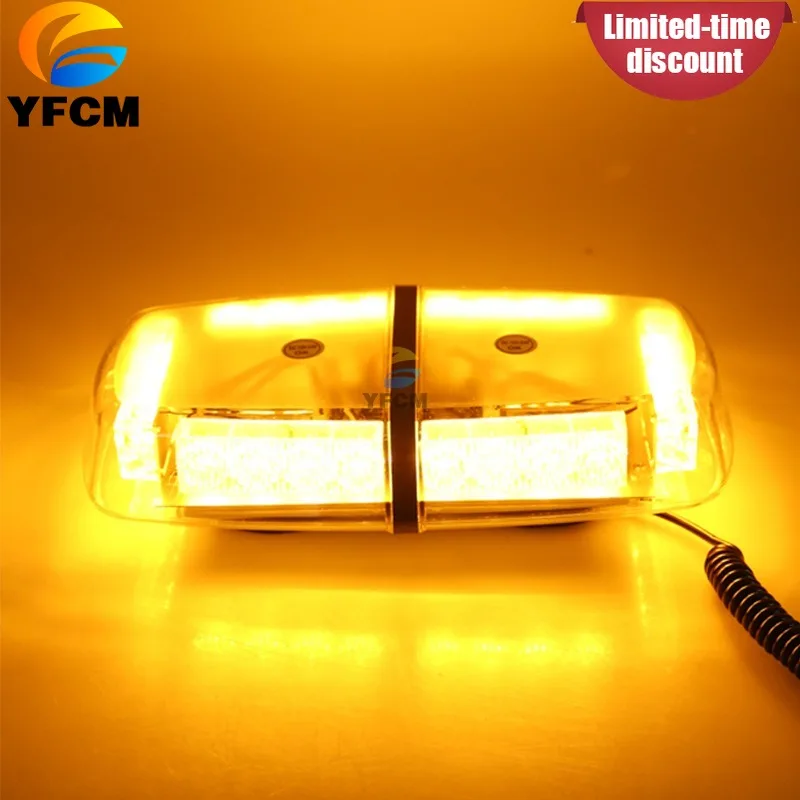Auto 24LED Stroboscopic Warning Light Strong Magnetic Ceiling Mount High Lumen Long Distance Red Yellow Blue