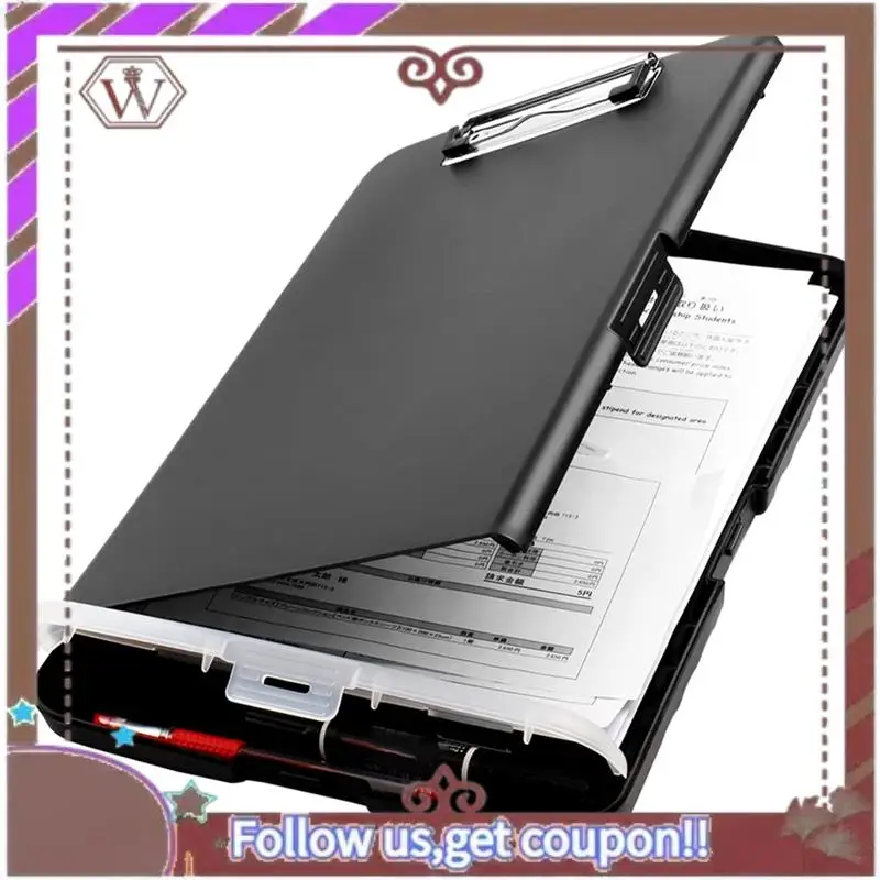 ABBG-Clip Board Органайзер Буфер обмена с хранилищем Буфер обмена для кормления Складная папка для файлов Пластиковый буфер обмена (черный) Простая установка