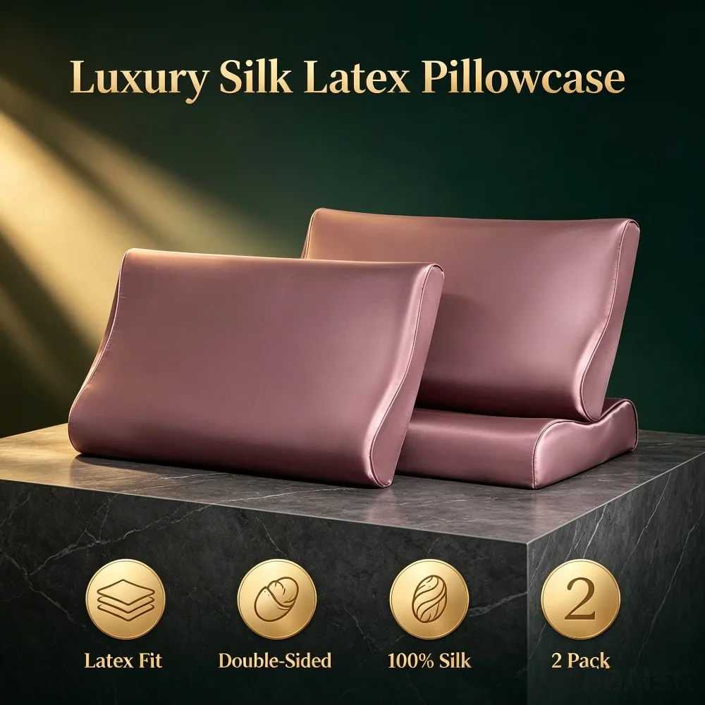 2 Pack Double-Sided Mulberry Silk Pillowcase for Latex Pillow 100% Silk 40x60cm Adult Memory Foam Pillow Cover Set Hair Skin