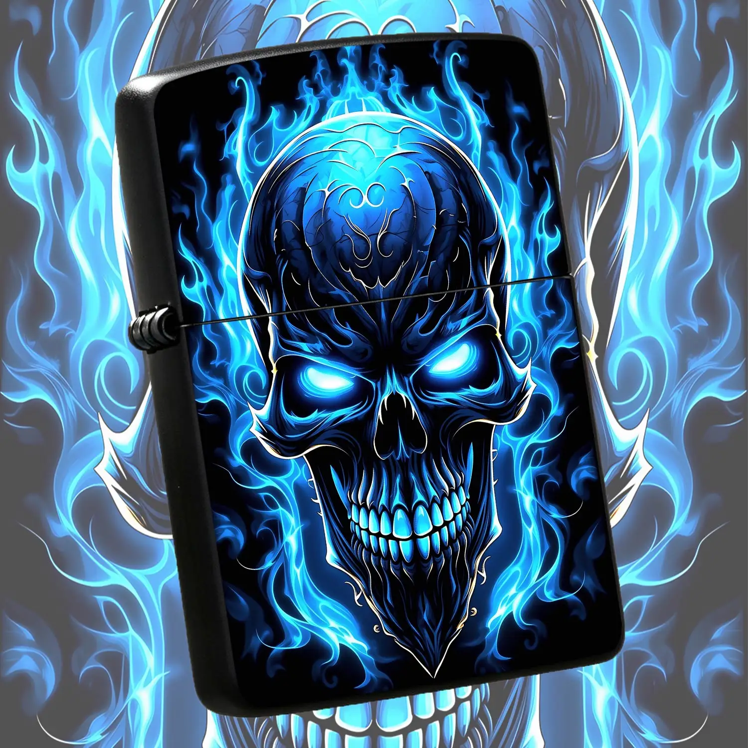 Creative Blue Flame Skull Stylish Lighter, Cool Glowing Decor Accessory, Full-Scenario Adapted Portable Daily Practical Gear, Ideal For Gifting And Personal Use, Dark Art Design Portable Item, Perfect Surprise Present Fo A Humorou And Inter