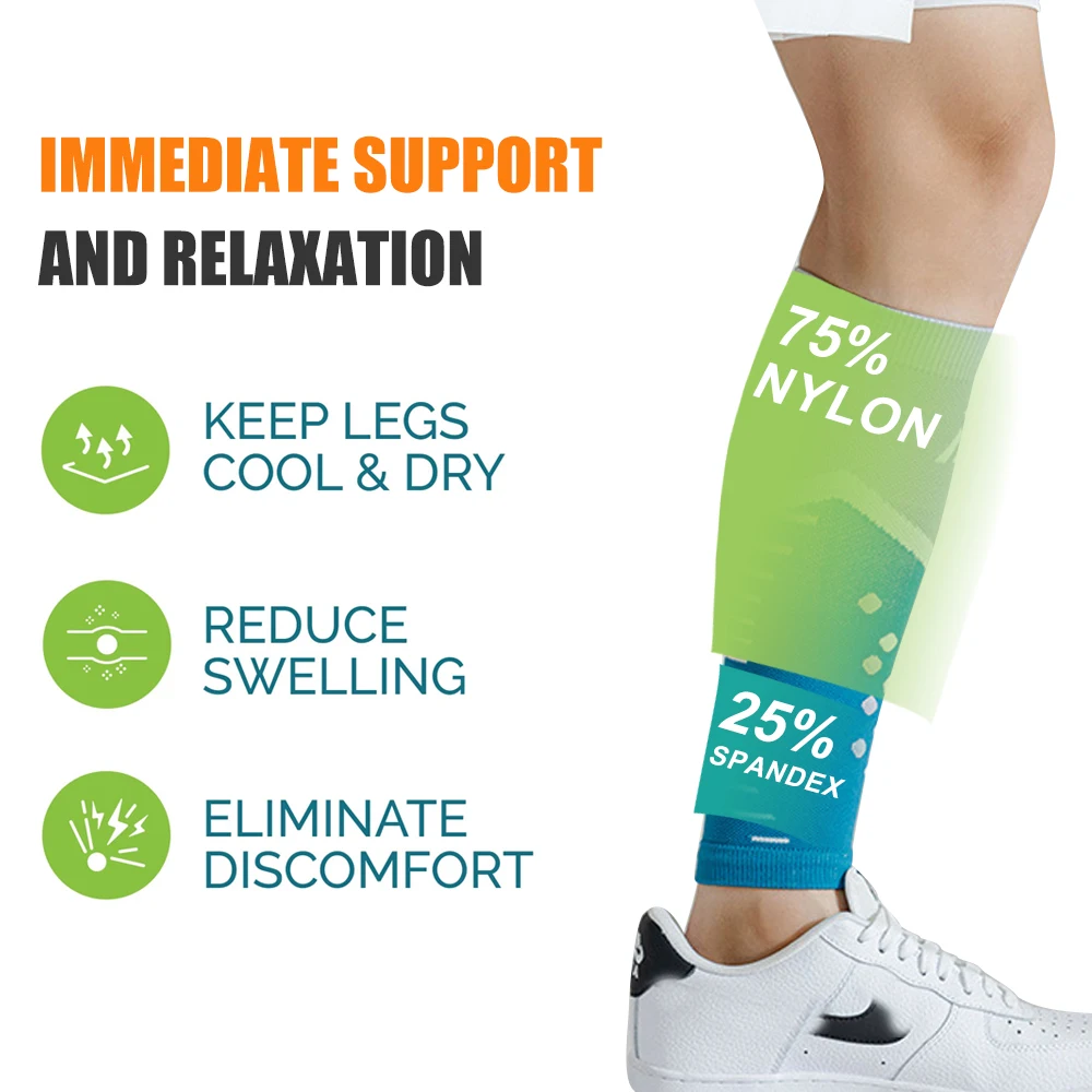 1Pair Calf Compression Sleeve for Men Women,Leg Support Footless Compression Socks for Running,Shin Splint Varicose Swelling