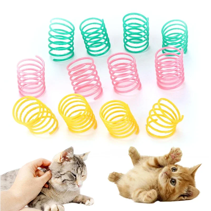 4/12PCS Kitten Coil Spiral Springs Cat Toys Interactive Gauge Cat Spring Toy Colorful Springs Cat Pet Toy Pet Products