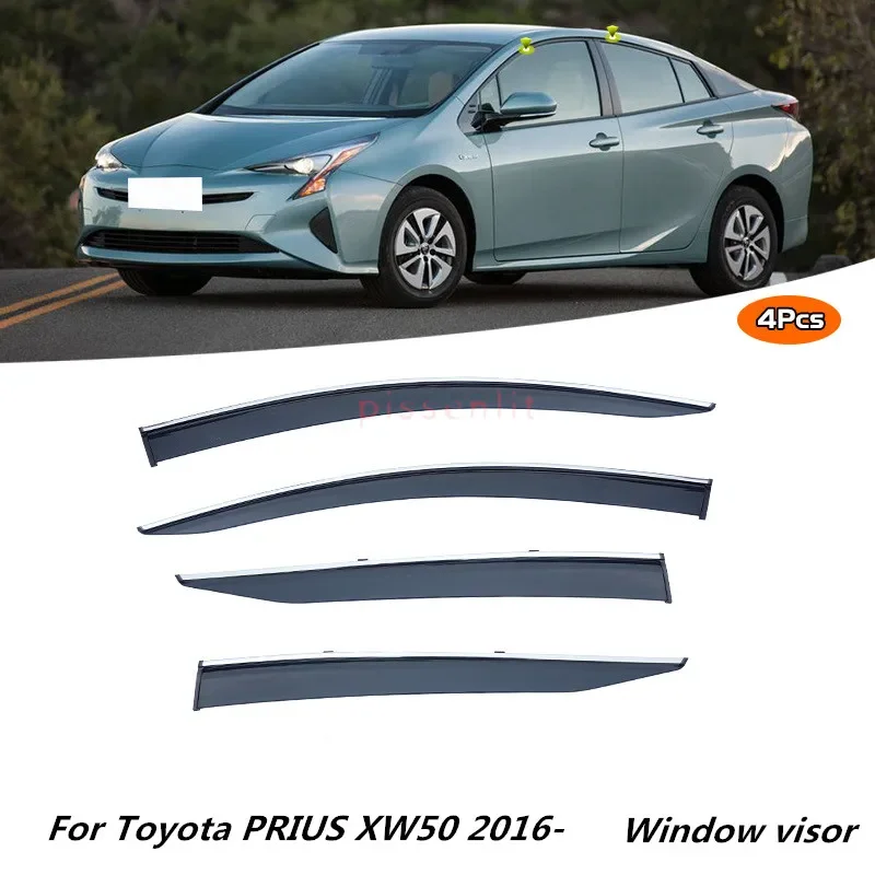 For Toyota PRIUS XW50 2016-2021 Chrome Window Trim Accessories Rear Window Roof Sun Rain Shade Vent Visor Spoiler Wing Awnings