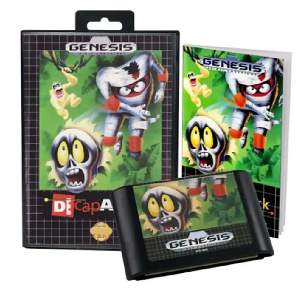 Decap Attack مع صندوق ودليل لنظام Meega MD Game Cartridge Megadrive Genesis