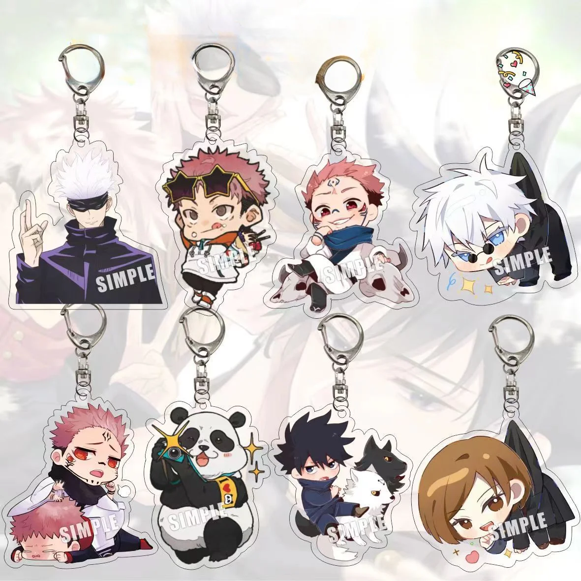 Satoru Gojo Itadori Yuji Fushiguro Megumi Zenin Maki Anime Figure Key Ring Acrylic Pendant Key Chain Model Plate Student Gifts