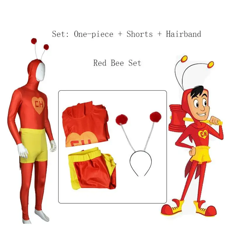 Komiker-Cosplay-Kostüm, Overall, kurze Hose, mexikanischer Chespirito 4, Halloween-Cosplay, Bienenkostüm, maßgeschneiderte Kleidung, Outfits