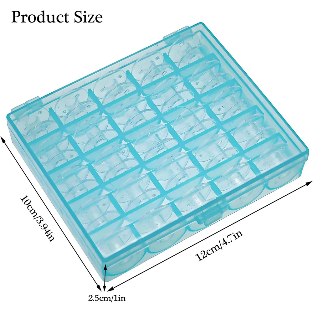 25 Blue Bobbin Box Sewing Machine Plastic Empty Bobbin Organizer Case Clear Bobbins Box For DIY Sewing Machine Accessories Tool