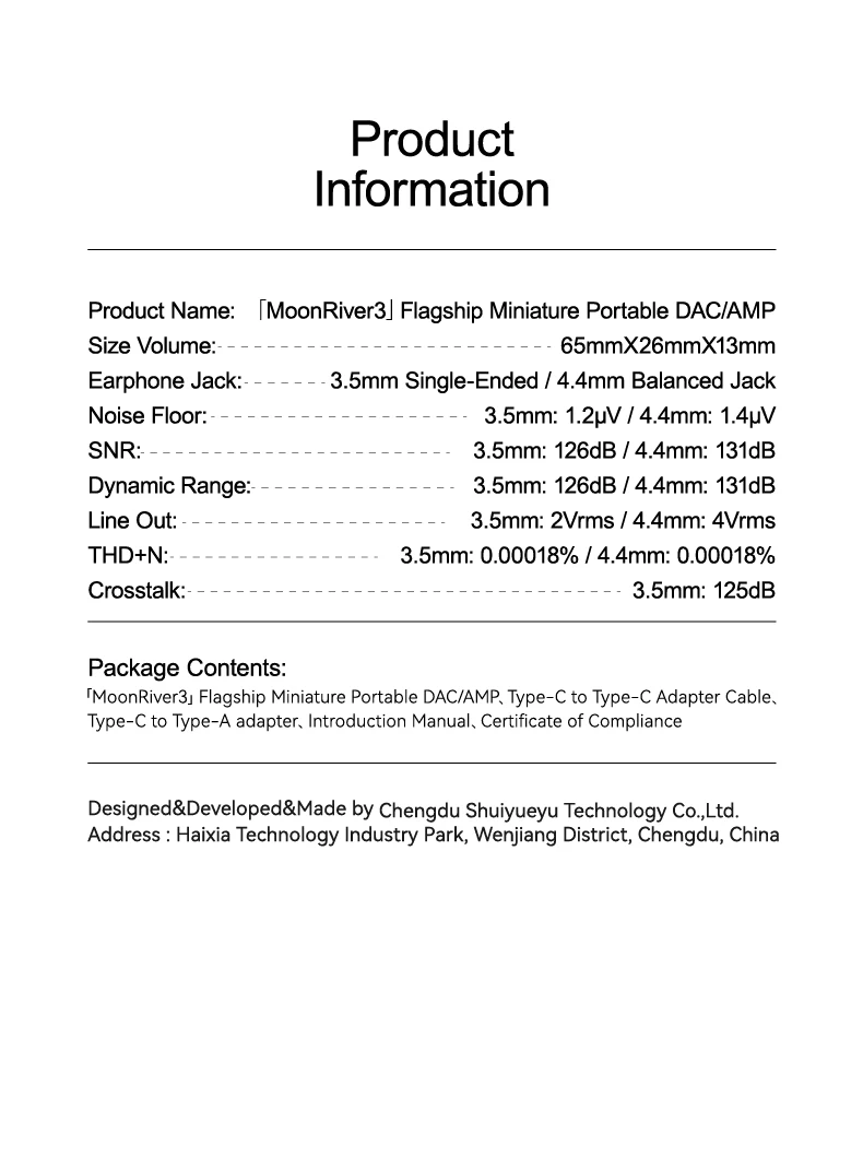 MOONDROP MOONRIVER 3 Kopfhörerverstärker 32Bit/384kHz PCM-Dekodierung mit abnehmbarem Typ-C-Kabel 3,5mm+4,4mm Ausgangsanschlüsse – Detail 18