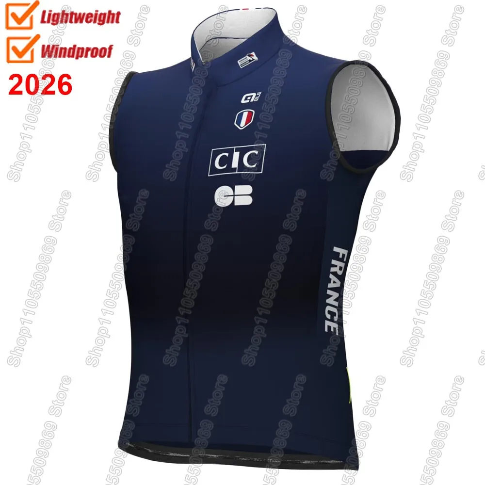

France National Team 2026 Wind Vest Cycling Jersey French Blue Sleeveless Windproof Lightweight MTB Ropa Maillot
