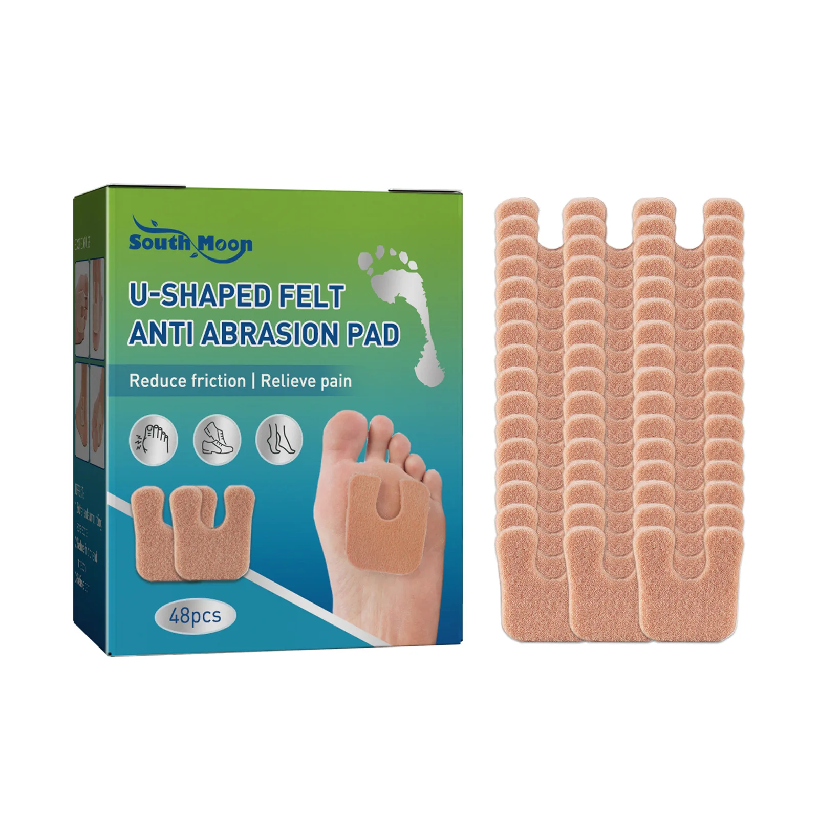 Almohadilla de fieltro para el antepié del metatarso, Protector antideslizante para aliviar el dolor de los pies, cojín de tacón alto, suelas antiabrasión, almohadilla en forma de U, cuidado de los pies