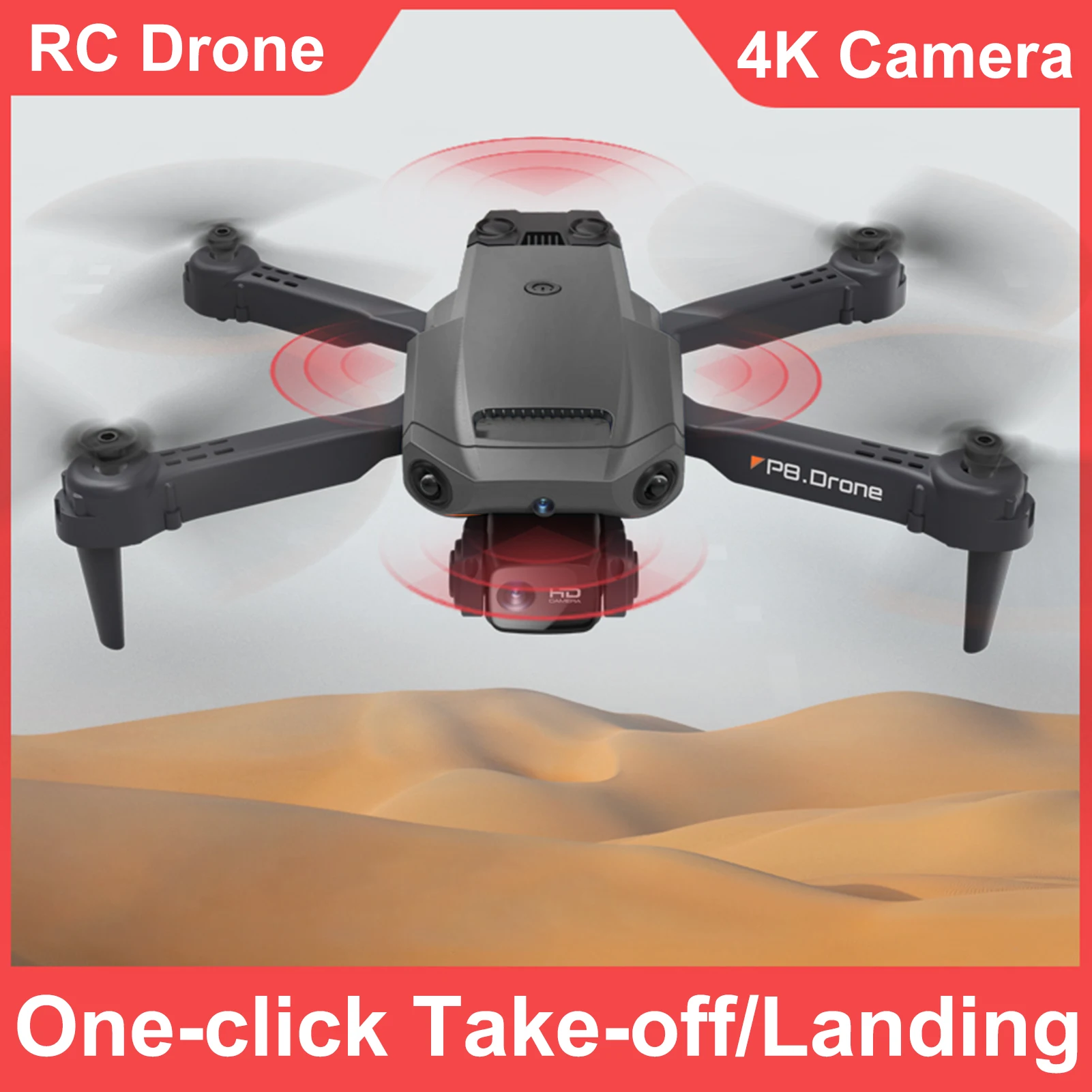 Drone RC com câmera 4K Câmera dupla Quadricóptero RC com função 4 lados para evitar obstáculos Waypoint Controle de gestos de voo