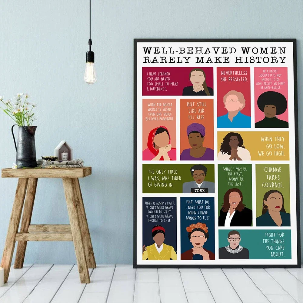 Well Behaved Women Rarely Make History Posters Wall Decor Art Feminist Power Canvas Painting Pictures For Living Room Home Decor