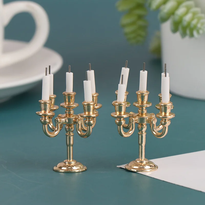 1 paio 1:12 casa delle bambole Mini tavolo candela candeliere scena di natale ornamento per la casa torta portacandele decorazione casa delle bambole