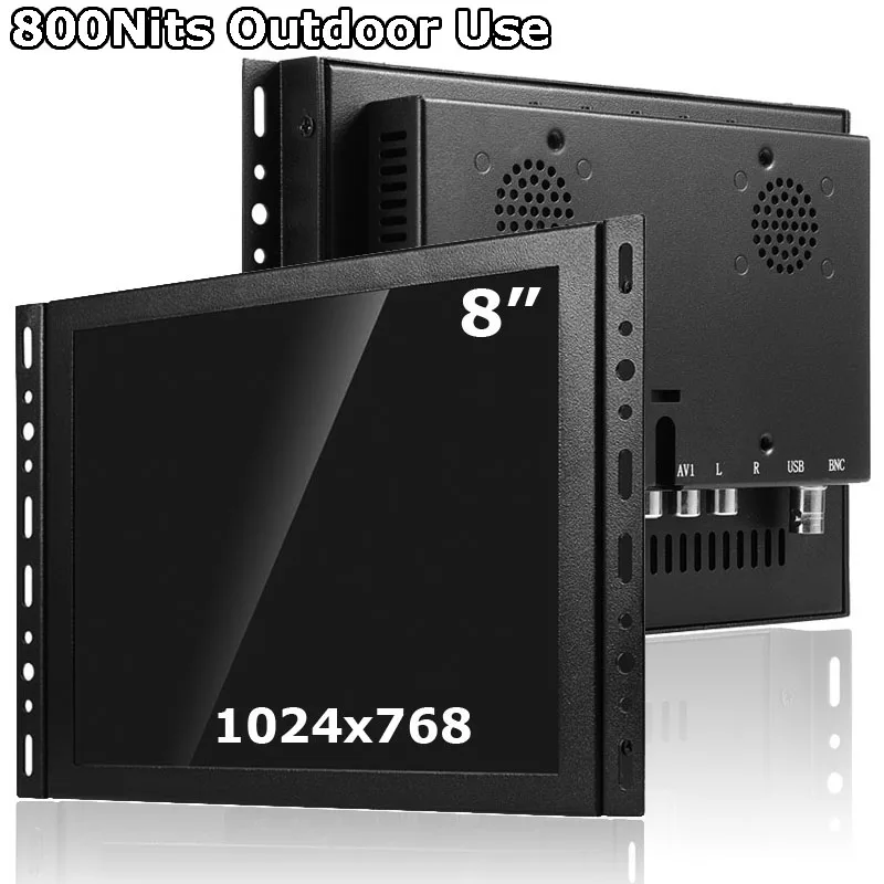 800 Nits Small Size 8 Inch 1024x768 Outdoor Use Open Frame Industrial LCD Computer Resistive/Capacitive Touch Screen Monitor