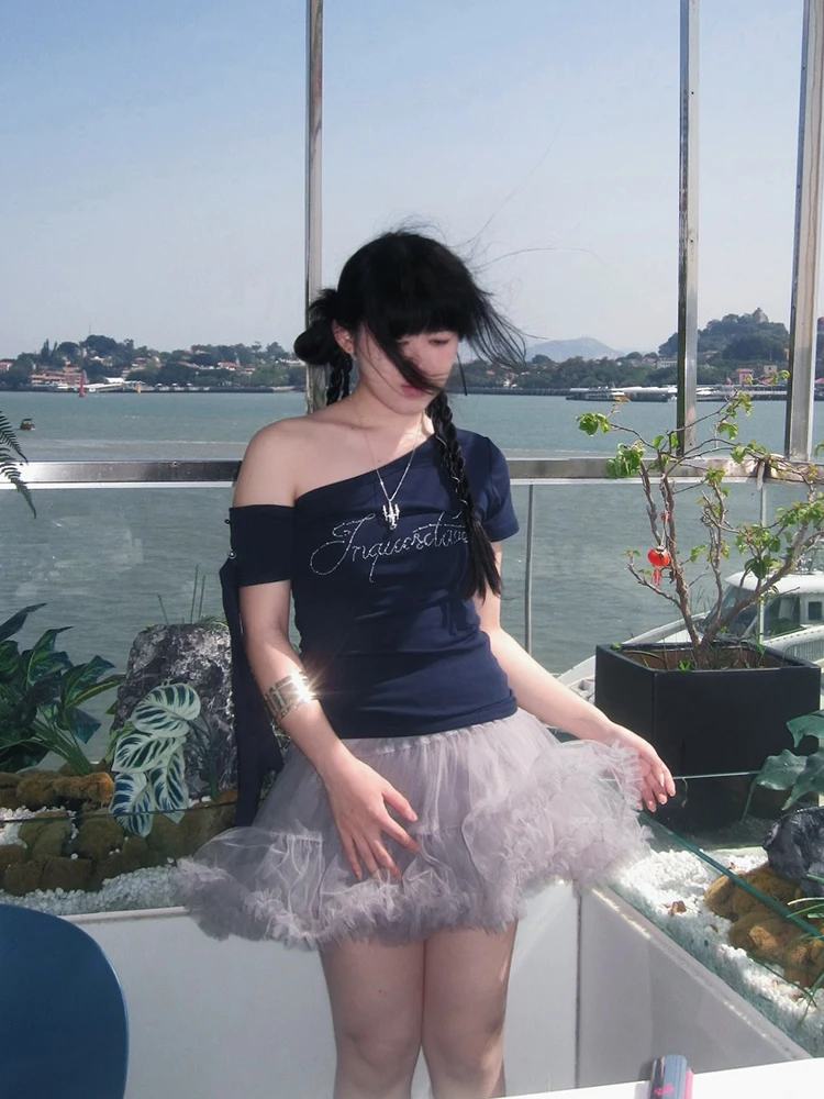 gray-ballet-skirt-puffy-half-length-short-net-gown-women's-plus-size-korean-style-city-commute-casual-date-dance-skirt