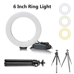 6 Inch Mini LED Selfie Ring Light Desktop Video Lamp USB Photography Light Plug For YouTuber Live Vlog Makeup Studio