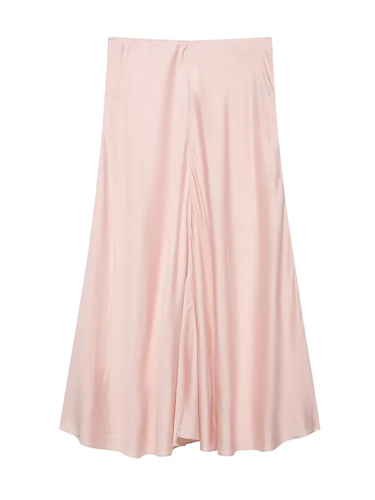 HH Women Summer Spring Sexy Confortable Party  Midi Skirt Summer Elegant Smooth Holiday Casual Standard Fit Mid Waist Skirt