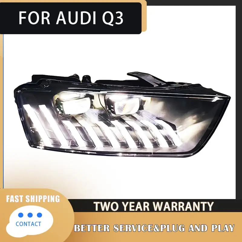 1 Pair LED Head Light Assemly for Audi Q3 2013-2018 Plug and Play Headlights Plug and Play LED DRL Dynamic Turn Headlights