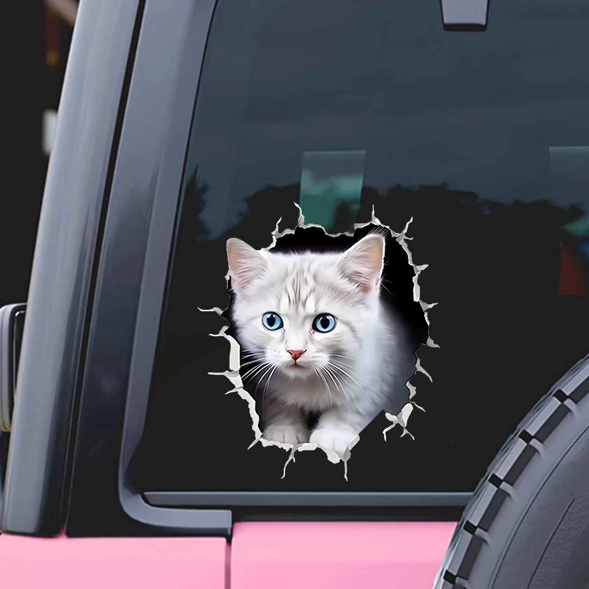 3D Cat Sticker - Vivid Personality Block Design, Scratch-Resistant, Waterproof, and Durable Decorative Sticker for Cars, Motorcy