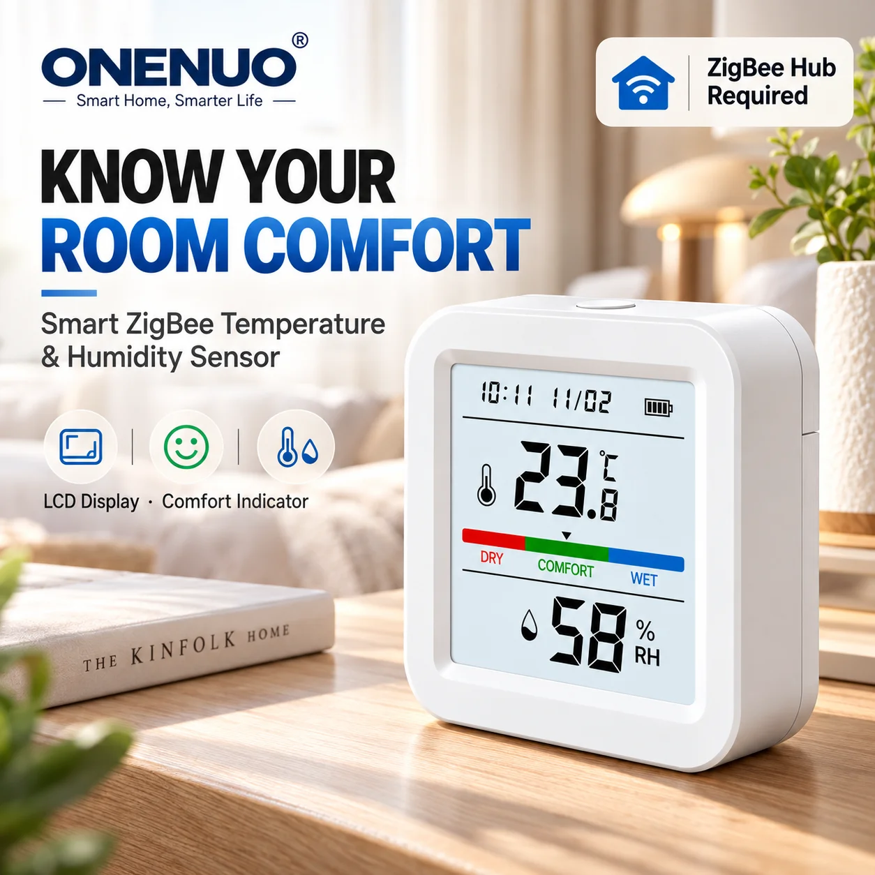 Tuya ZigBee Temperature Humidity Sensor LCD Digital Thermometer Hygrometer Smart Home Room Climate Monitor Hub Required