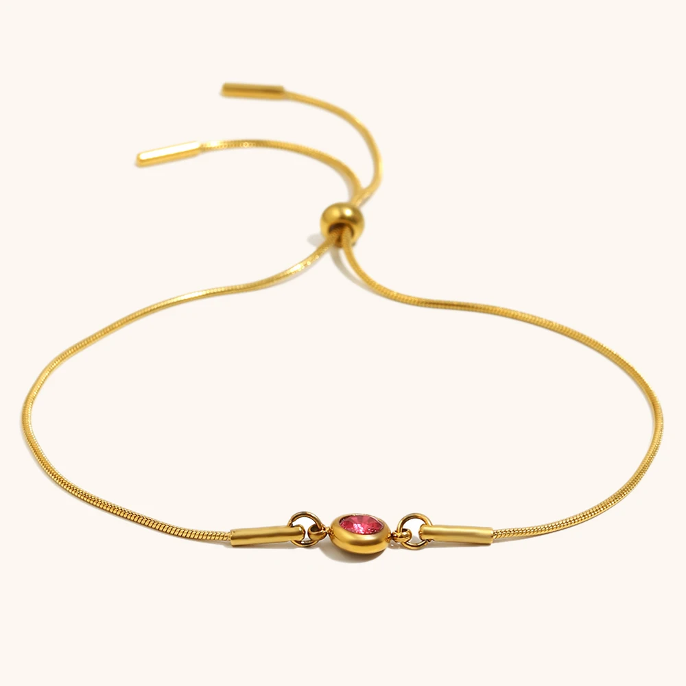 Pull-out Snake Chain Colored Zircon Bracelet, Fashionable Gift
