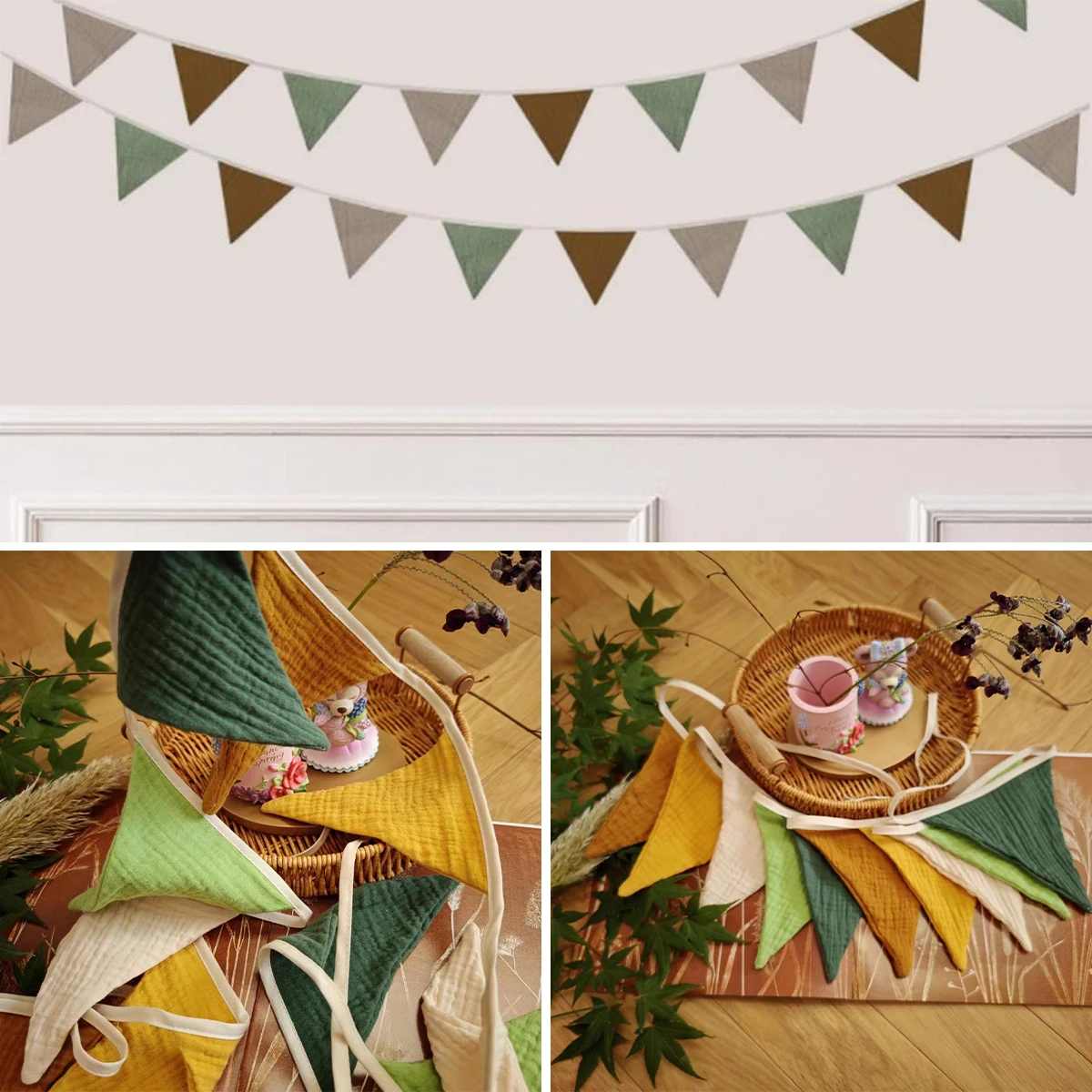 2.6m Cute Birthday Bunting Children\'s Room Pull Flower Kindergarten 10 Hanging Flags Triangle Flag Party Decoration Arrangement