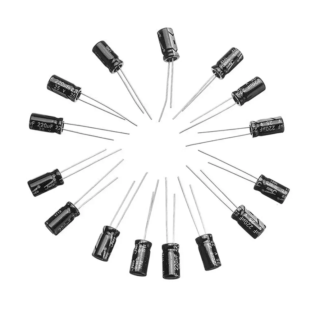 Comprehensive 500pc Radial Electrolytic Capacitor Assortment Kit 0 1uF 1000uF Suitable for Various Electronic Applications