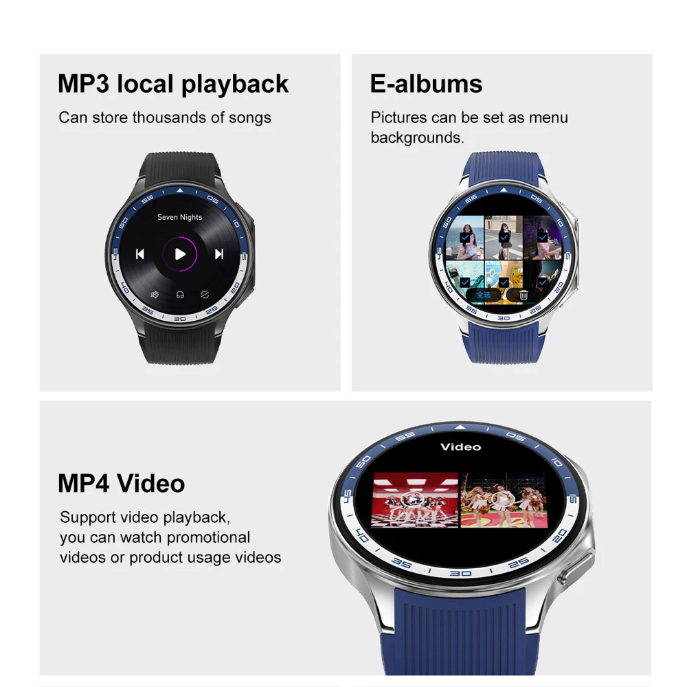 1.43" AMOLED Screen Men Blue Tooth Call Smart Watch 32GB Memory Local Music MP4 Video Sound Recording Waterproof Smartwatches