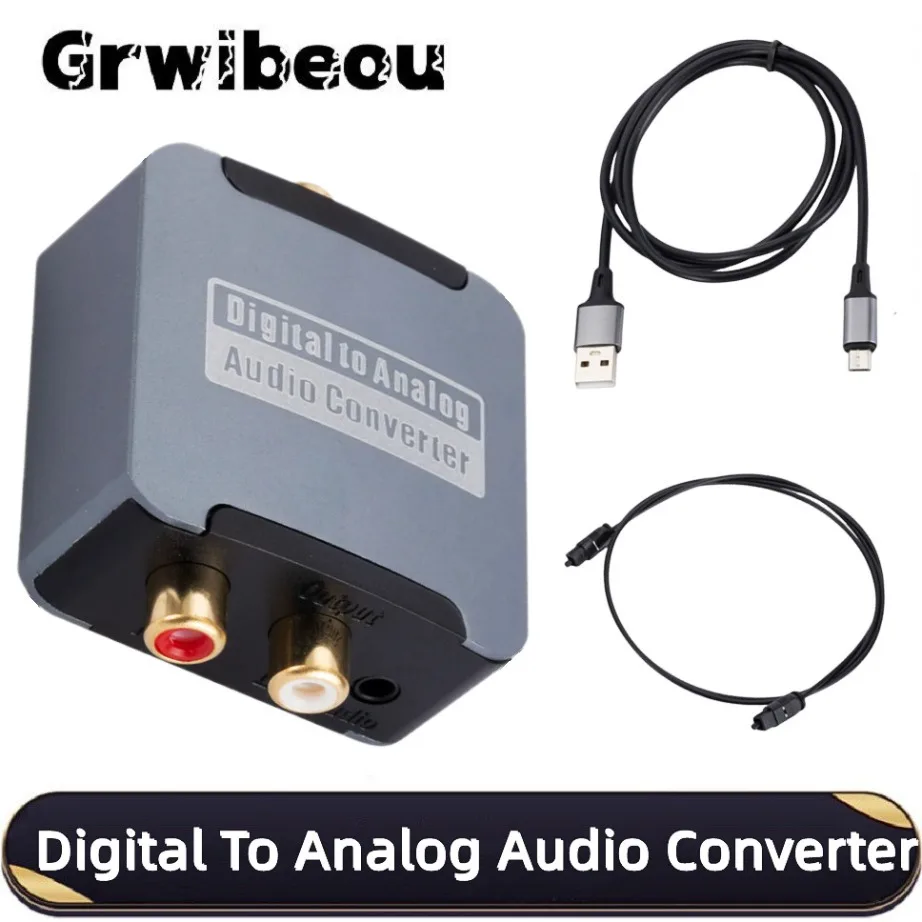 

24bit DAC Digital To Analog Audio Converter 3.5mm Jack Suitable For TV Audio Digital Coaxial Fiber Optic Analog Output Converter