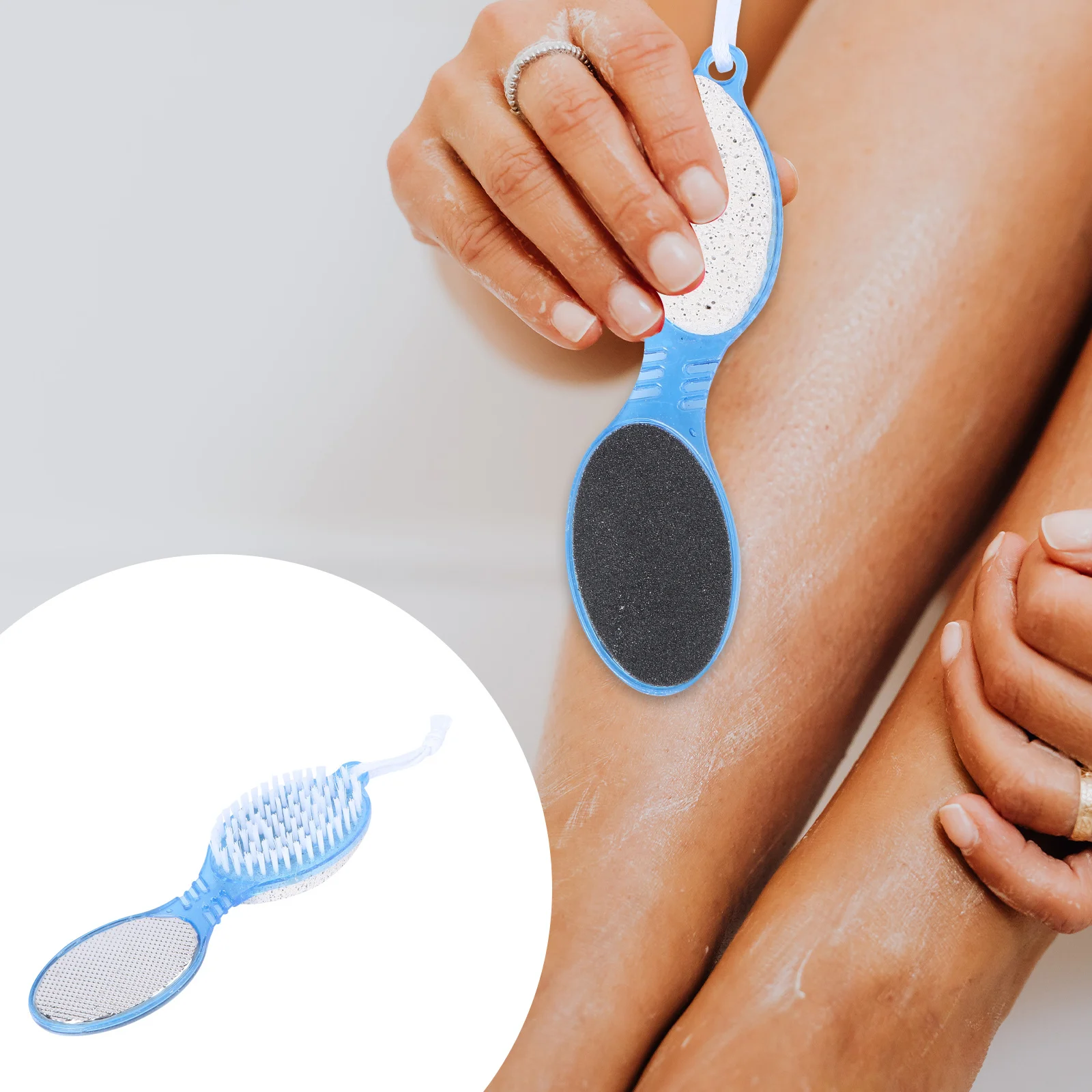 4 In 1 Foot Care Tool Kit Pumice Stone Foot File Callus Remover Dead Skin Removal Nail Brush Exfoliation Smoother Random