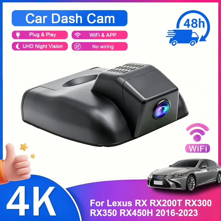 Wifi 2160P Dash Cam for Lexus RX RX350 RX350h RX450h RX500h 2016-2026 DVR Front Rear Car Camera Plug and Play Video Recorder