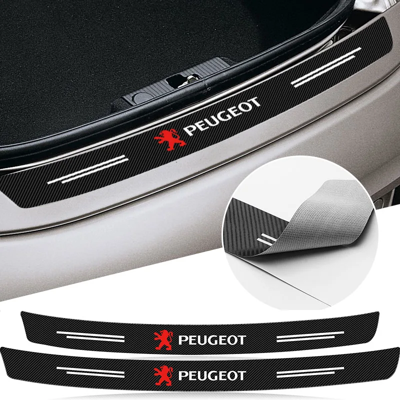 Carbon Fiber Car Trunk Rear Bumper Sticker Guard Plate Protector for Peugeot 407 208 207 607 3008 308 206 508 Wheel Center Caps
