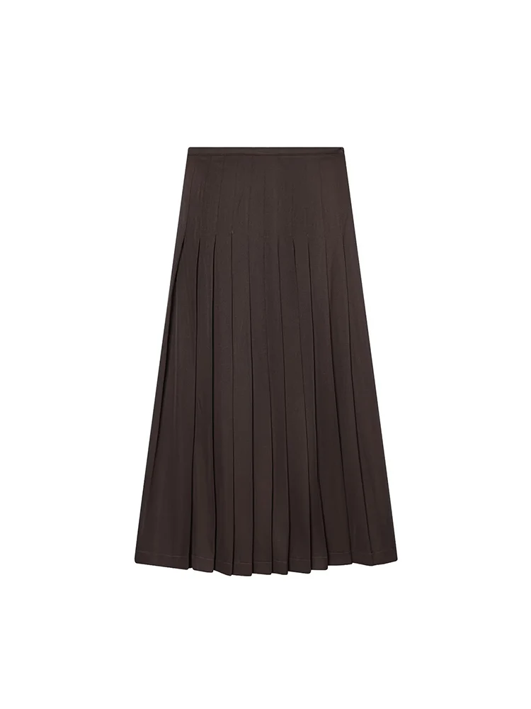 

Новая женская мода в европейском стиле: стильная и универсальная, элегантная однотонная повседневная длинная юбка с широкими складками.