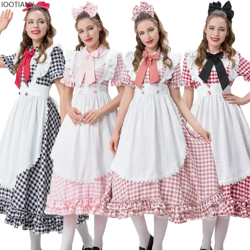 

ABC123CosplayGermany Munich Oktoberfest Women's Farm Red and White Lace Plaid Dress Bavarian Beer Maid Cosplay Costume3'd,5;h.9/