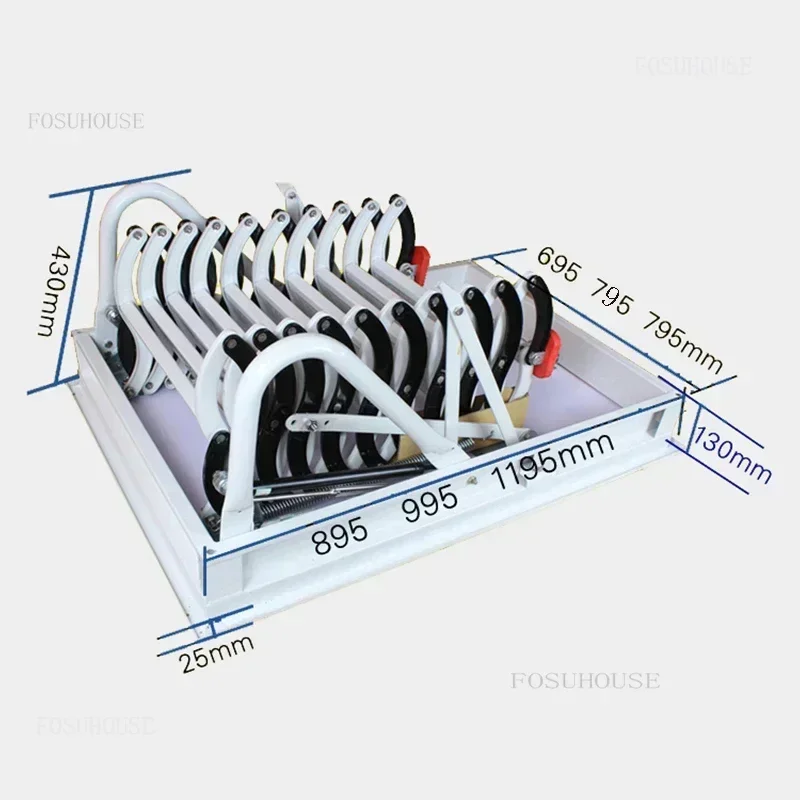 Durable Loft Lifting Ladders Apartment Telescopic Stair Indoor Home Invisible Folding Staircase Simple Attic Stretching Stairs S - Image 6