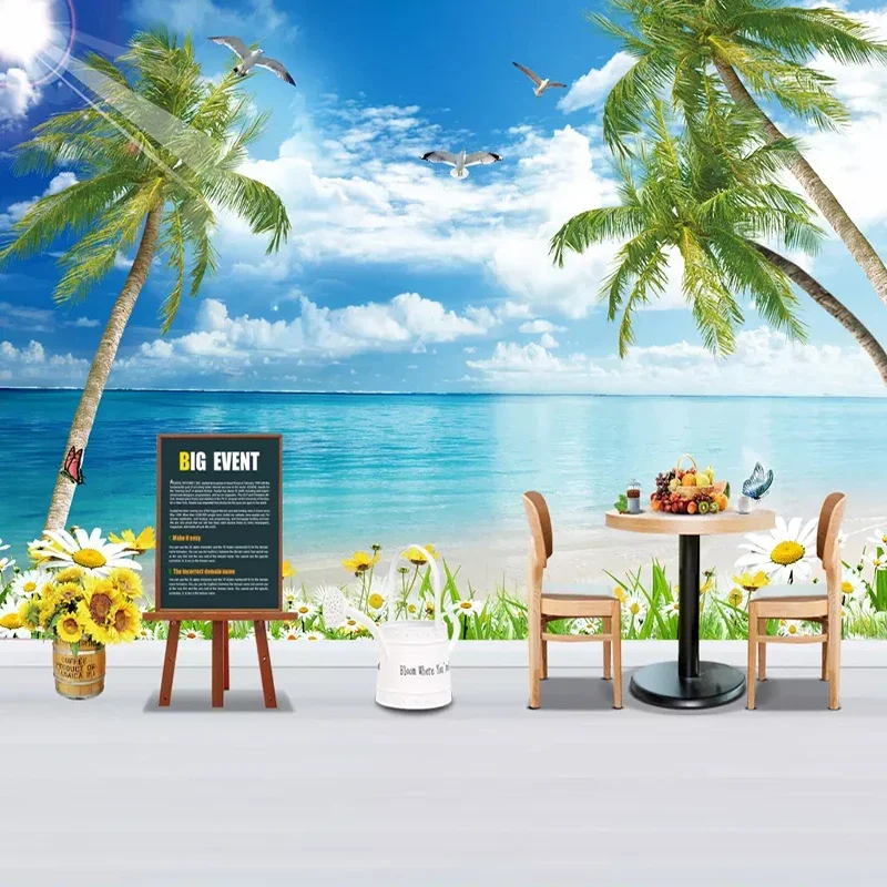 

Photo Wallpaper 3D Seaside Landscape Nature Scenery Murals Living Room Restaurant Background Wall Coconut Beach Papel De Parede