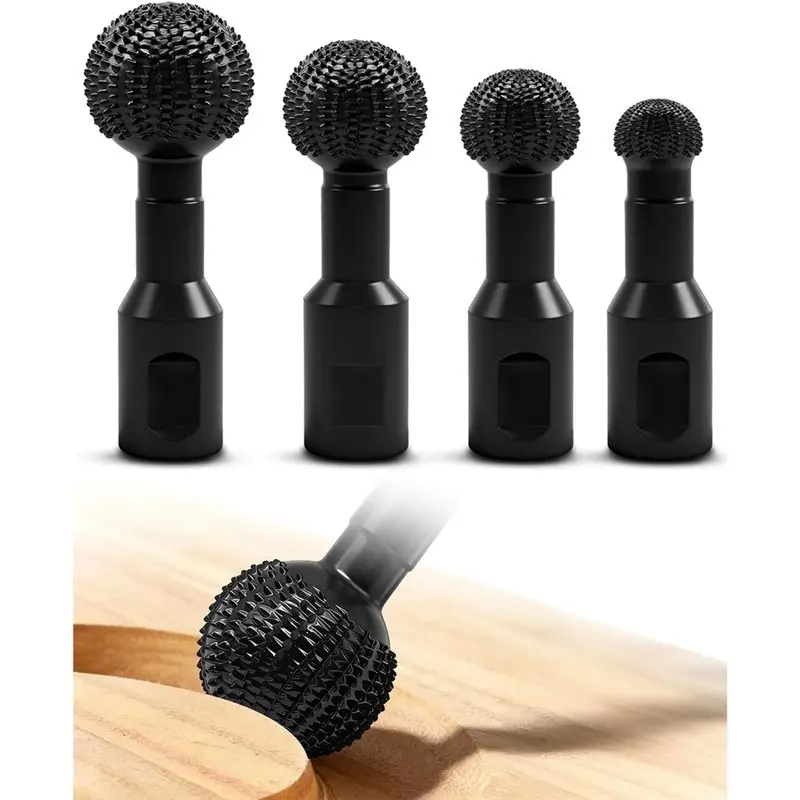 B97A-Sphere Rotary Burr Set(4 PCS), Ball Gouge With 5/8-11 Thread- For 4 1/2& 5 Inch Angle Grinder Attachments