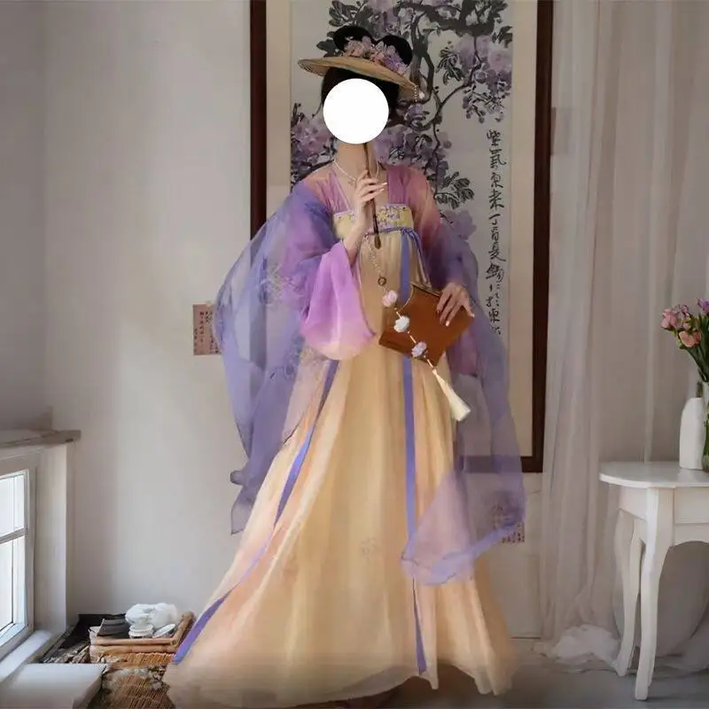 Daily chest-length suit, silk Tang-made Hanfu women's elegant fairy gas suit
