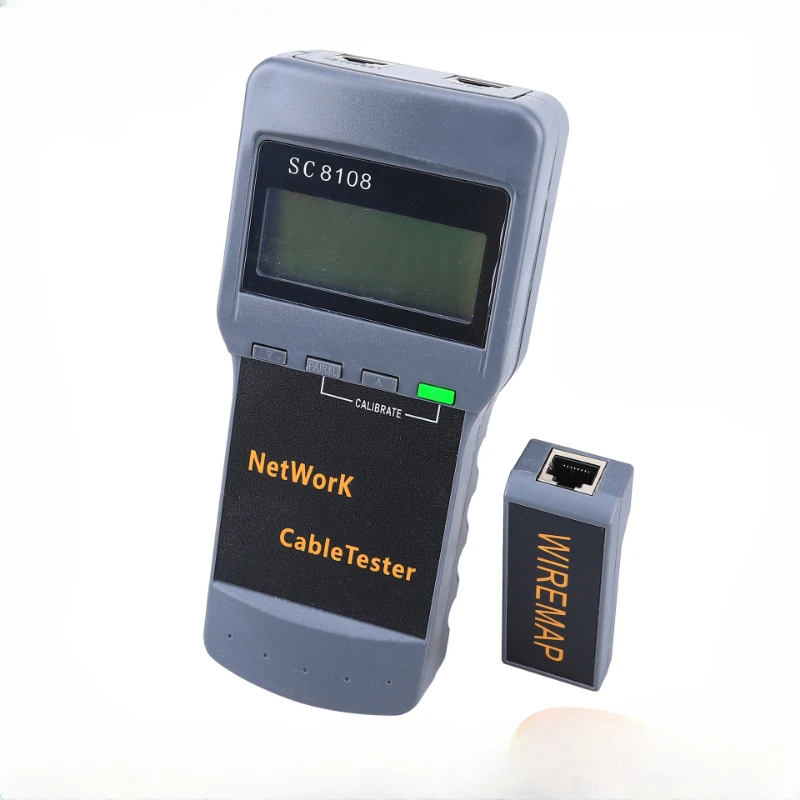 Misuratore di rete LCD portatile SC8108 e Tester e misuratore di cavi per telefono LAN con Display RJ45 punto di interruzione di lunghezza Wireless