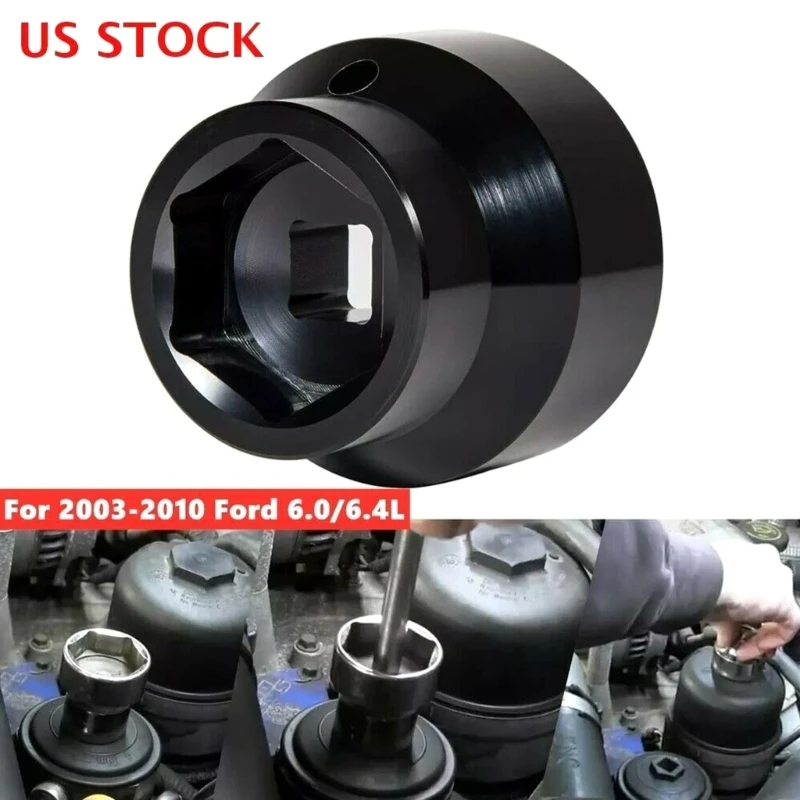 3/8inch Square Drive Powerstroke Diesel Fuel / Oil Filter Canister Socket 6.0/6.4L Filter Caps-Socket for Ford 2003-2010