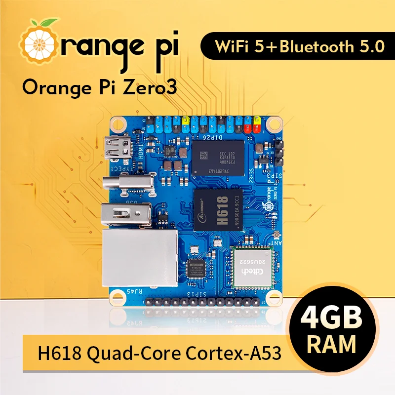 Orange Pi Zero 3 4GB RAM DDR4 Allwinner H618 WiFi Bluetooth Mini PC Orange Pi Zero3 Development Board SBC Single Board Computer