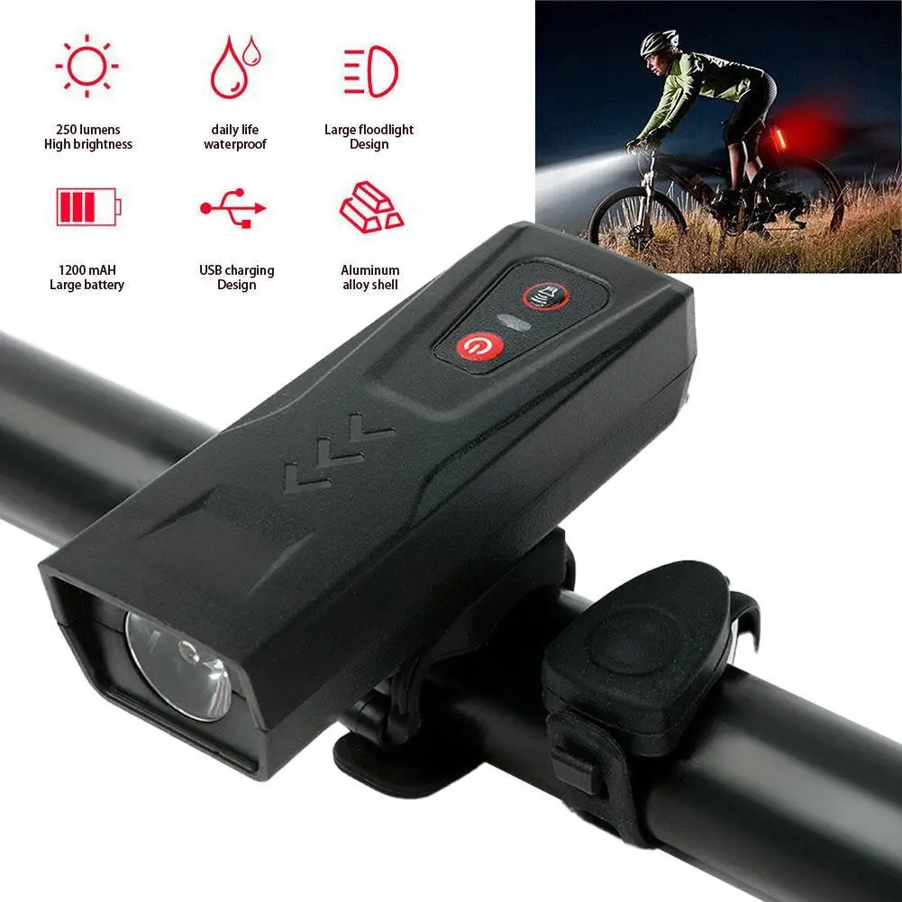 USB Charging Bicycle Light With Horn 120dB TYPE-C Rechargeable MTB Road Bike Front Lamp Flashlight Bicycle Light 500 Mah