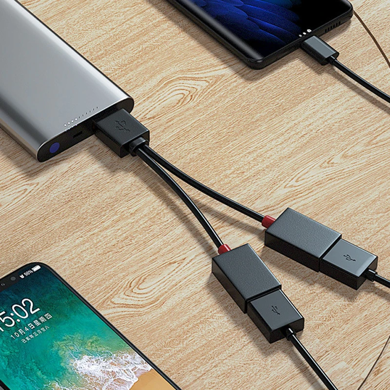 Hot 1 In 2 Out USB HUB Car USB Splitter Cable Multifunction Adapter Cord Charging Cable For Android Smart Phone